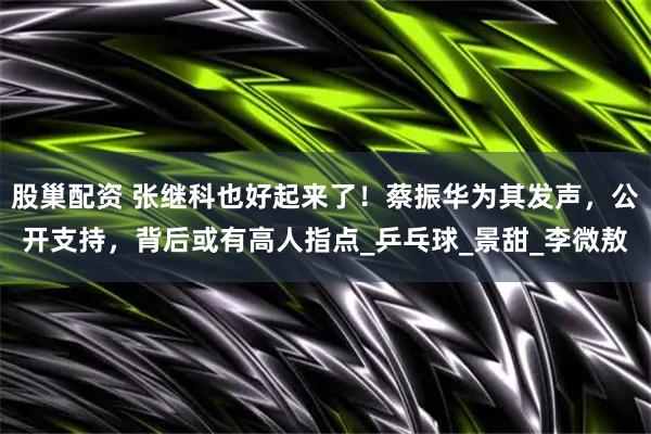 股巢配资 张继科也好起来了！蔡振华为其发声，公开支持，背后或有高人指点_乒乓球_景甜_李微敖